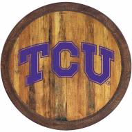 Texas Christian Horned Frogs "Faux" Barrel Top Sign