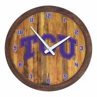 Texas Christian Horned Frogs "Faux" Barrel Top Wall Clock