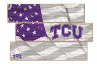 Texas Christian Horned Frogs Flag 3 Plank Sign
