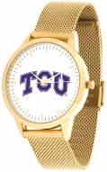 Texas Christian Horned Frogs Gold Mesh Statement Watch