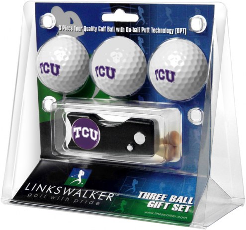 Texas Christian Horned Frogs Golf Ball Gift Pack with Spring Action Divot Tool