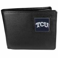 Texas Christian Horned Frogs Leather Bi-fold Wallet in Gift Box