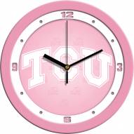Texas Christian Horned Frogs Pink Wall Clock