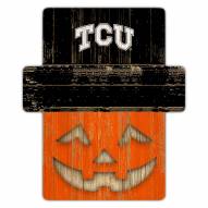 Texas Christian Horned Frogs Pumpkin Cutout with Stake