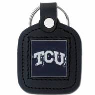 Texas Christian Horned Frogs Square Leather Key Chain