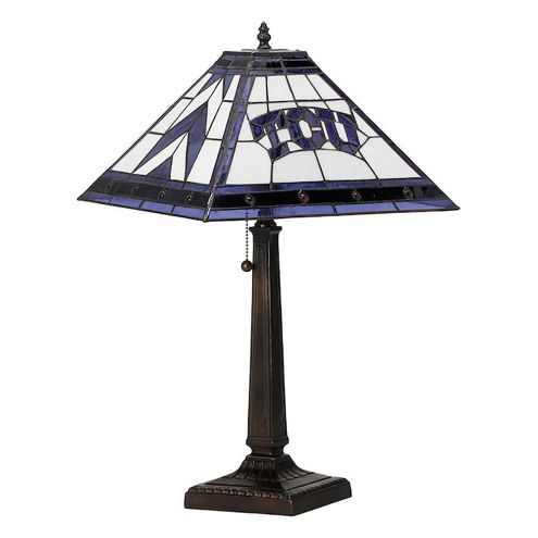 Texas Christian Horned Frogs Stained Glass Mission Table Lamp