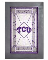 Texas Christian Horned Frogs Stained Glass with Frame