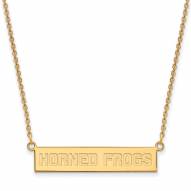 Texas Christian Horned Frogs Sterling Silver Gold Plated Bar Necklace