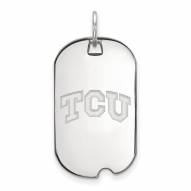 Texas Christian Horned Frogs Sterling Silver Small Dog Tag Pendant