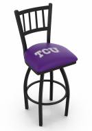Texas Christian Horned Frogs Swivel Bar Stool with Jailhouse Style Back