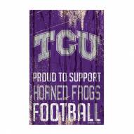 Texas Christian Horned Frogs Proud to Support Wood Sign