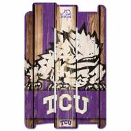 Texas Christian Horned Frogs Wood Fence Sign