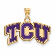 Texas Christian Horned Frogs Sterling Silver Gold Plated Small Pendant