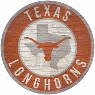 Texas Longhorns 12" Circle with State Sign