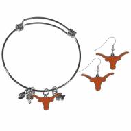 Texas Longhorns Dangle Earrings and Charm Bangle Bracelet Set