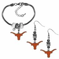 Texas Longhorns Euro Bead Earrings & Bracelet Set