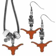 Texas Longhorns Euro Bead Earrings & Necklace Set
