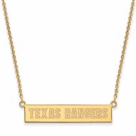 Texas Rangers Sterling Silver Gold Plated Bar Necklace