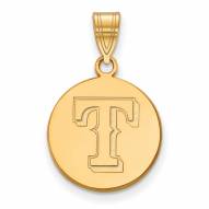 Texas Rangers Sterling Silver Gold Plated Medium Disc Pendant