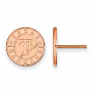 Texas Rangers Sterling Silver Rose Gold Plated Small Disc Earrings