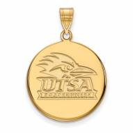 Texas San Antonio Roadrunners Sterling Silver Gold Plated Large Disc Pendant