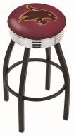 Texas State Bobcats Black Swivel Barstool with Chrome Ribbed Ring