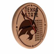 Texas State Bobcats Laser Engraved Wood Clock