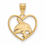 Texas State Bobcats Sterling Silver Gold Plated Heart Pendant