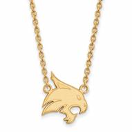 Texas State Bobcats Sterling Silver Gold Plated Large Pendant Necklace