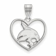 Texas State Bobcats Sterling Silver Heart Pendant