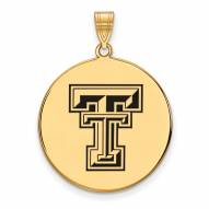 Texas Tech Red Raiders Sterling Silver Gold Plated Extra Large Enameled Disc Pendant