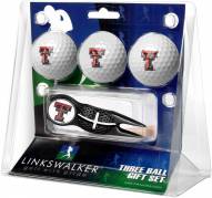 Texas Tech Red Raiders Black Crosshair Divot Tool & 3 Golf Ball Gift Pack