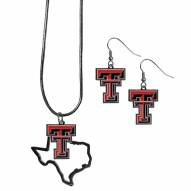 Texas Tech Red Raiders Dangle Earrings & State Necklace Set