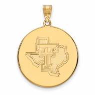 Texas Tech Red Raiders Sterling Silver Gold Plated Extra Large Disc Pendant