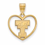 Texas Tech Red Raiders NCAA Sterling Silver Gold Plated Heart Pendant