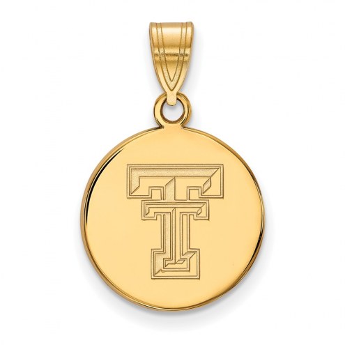 Texas Tech Red Raiders Sterling Silver Gold Plated Medium Disc Pendant