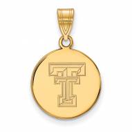 Texas Tech Red Raiders Sterling Silver Gold Plated Medium Disc Pendant