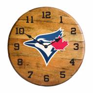 Toronto Blue Jays Oak Barrel Clock
