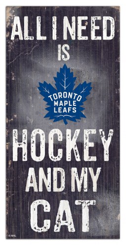 Toronto Maple Leafs 6&quot; x 12&quot; Hockey & My Cat Sign