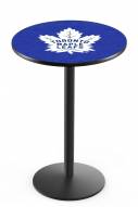 Toronto Maple Leafs Black Wrinkle Bar Table with Round Base