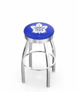 Toronto Maple Leafs Chrome Swivel Barstool with Ribbed Accent Ring