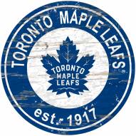 Toronto Maple Leafs Distressed Round Sign