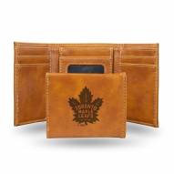 Toronto Maple Leafs Laser Engraved Brown Trifold Wallet