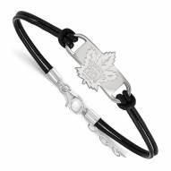 Toronto Maple Leafs Sterling Silver Black Leather Bracelet