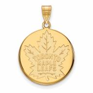 Toronto Maple Leafs Sterling Silver Gold Plated Large Disc Pendant