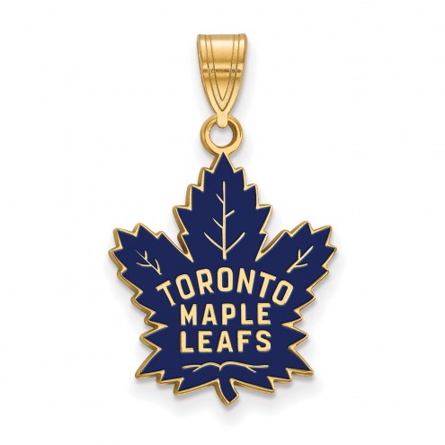 Toronto Maple Leafs Sterling Silver Gold Plated Large Enameled Pendant