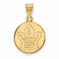Toronto Maple Leafs Sterling Silver Gold Plated Medium Disc Pendant