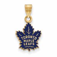Toronto Maple Leafs Sterling Silver Gold Plated Small Enameled Pendant