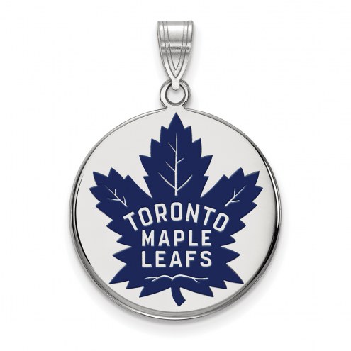 Toronto Maple Leafs Sterling Silver Large Enamel Disc Pendant