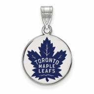 Toronto Maple Leafs Sterling Silver Medium Enameled Disc Pendant